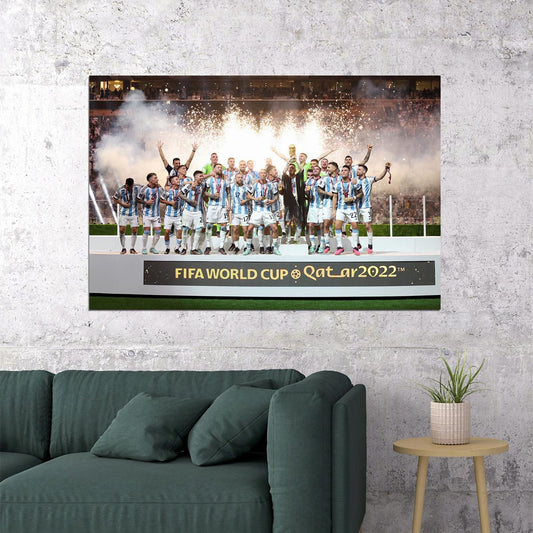 Argentina Soccer Team Celebrating Victory Football Champions Poster Wall Art Print Home Wall Decor - xonomax