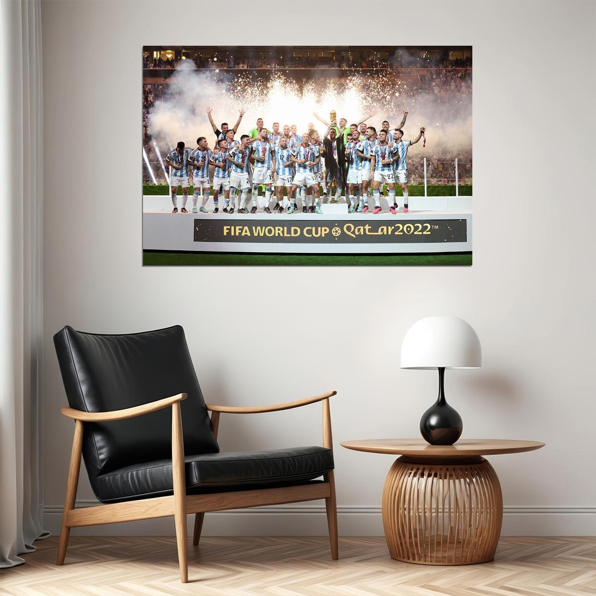 Argentina Soccer Team Celebrating Victory Football Champions Poster Wall Art Print Home Wall Decor - xonomax