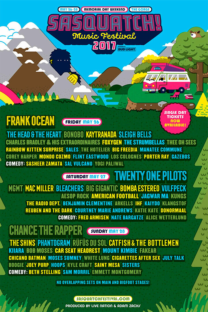Sasquatch Festival Music Festival Events Poster Wall Art Print Home Wall Decor - xonomax