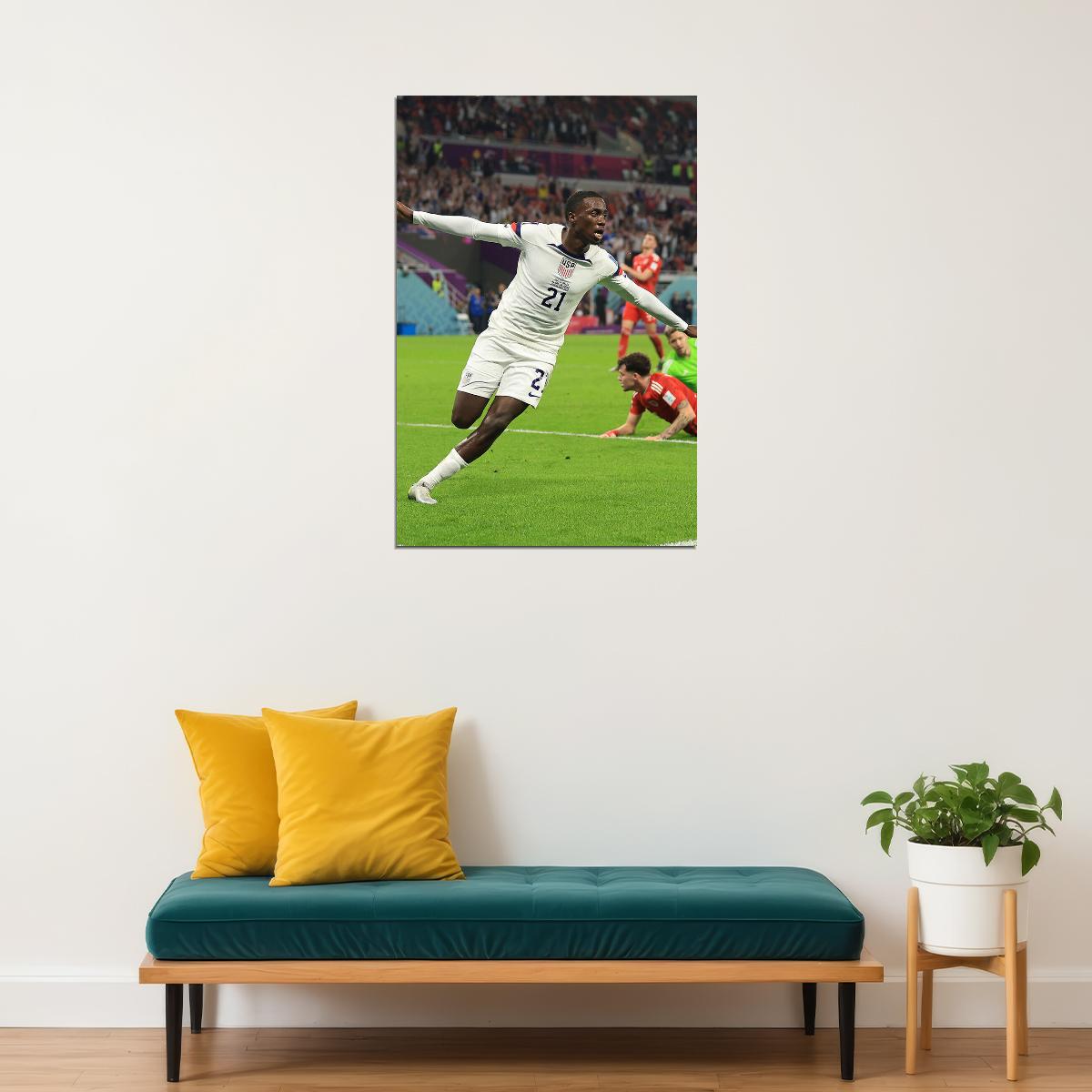 Timothy Weah United States National Soccer Team World Cup Poster Wall Art Print Home Wall Decor - xonomax