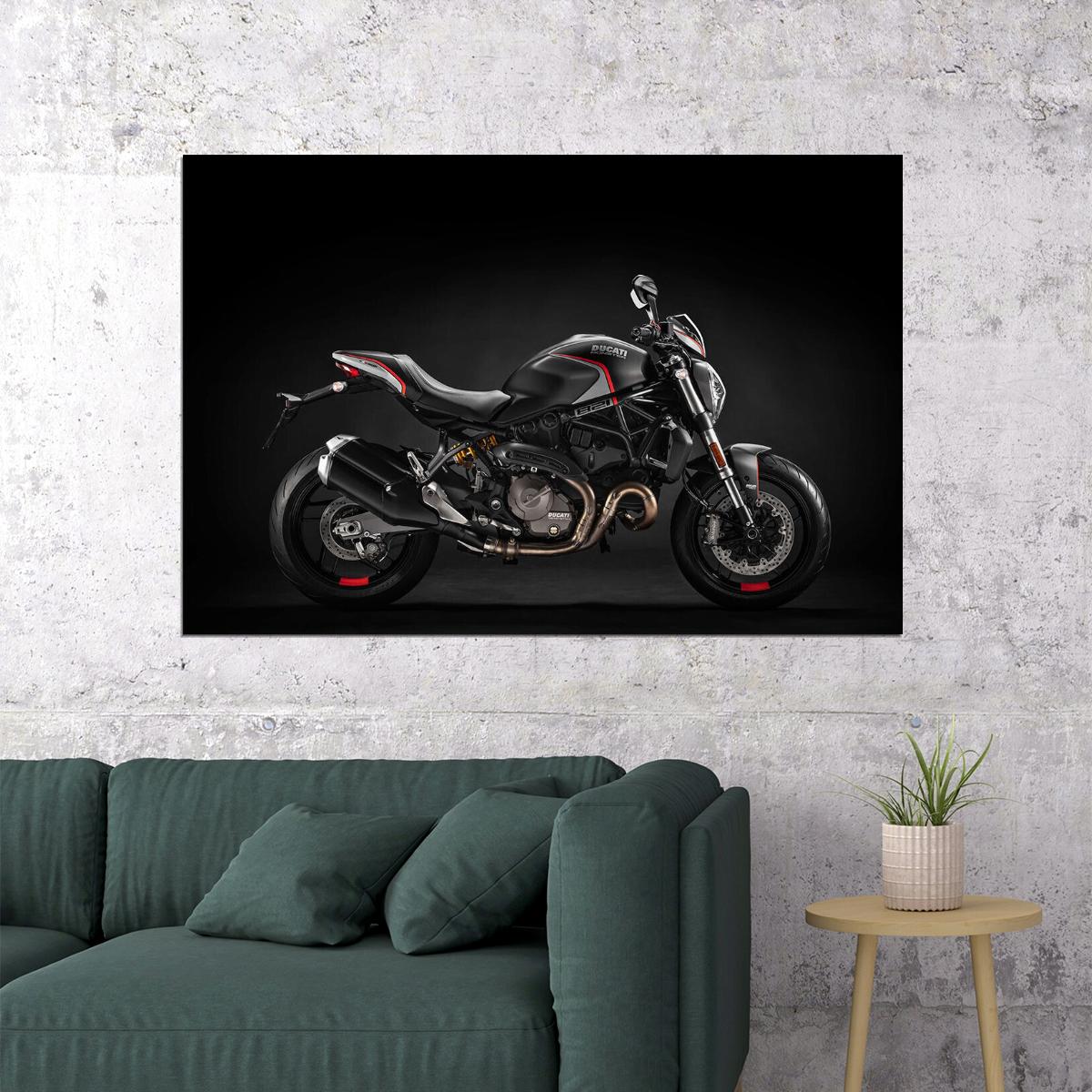 Ducati Monster 821 Stealth Sports Motorcycle Poster Wall Art Print Home Wall Decor - xonomax