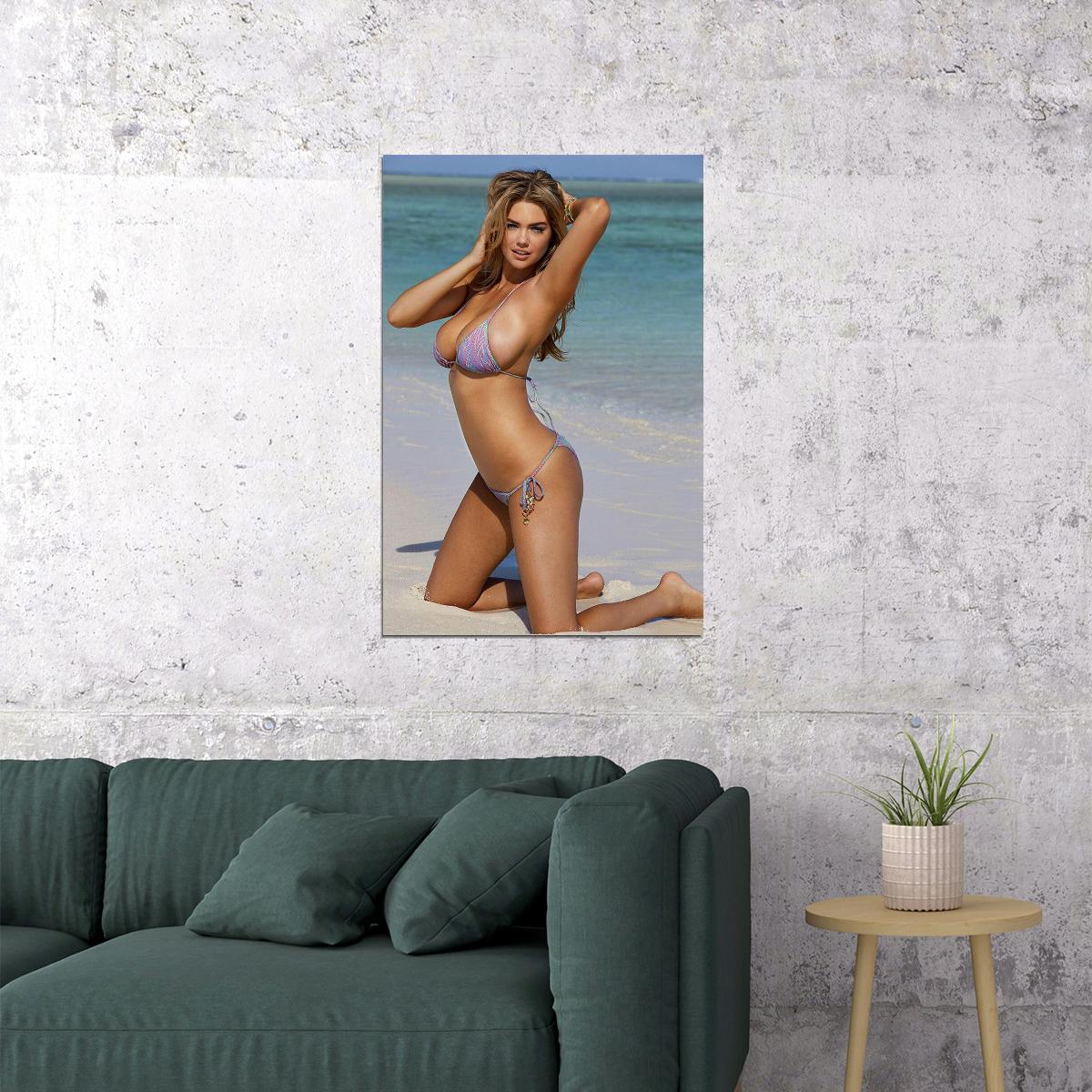Kate Upton Hot Model Sandy Beach Photo Room Poster Wall Art Print Home Wall Decor