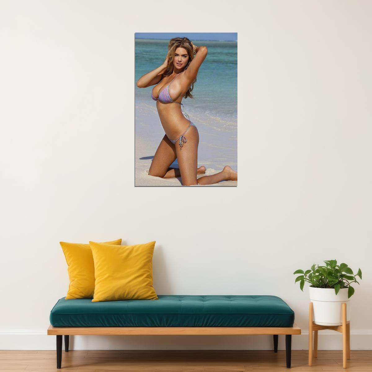 Kate Upton Hot Model Sandy Beach Photo Room Poster Wall Art Print Home Wall Decor