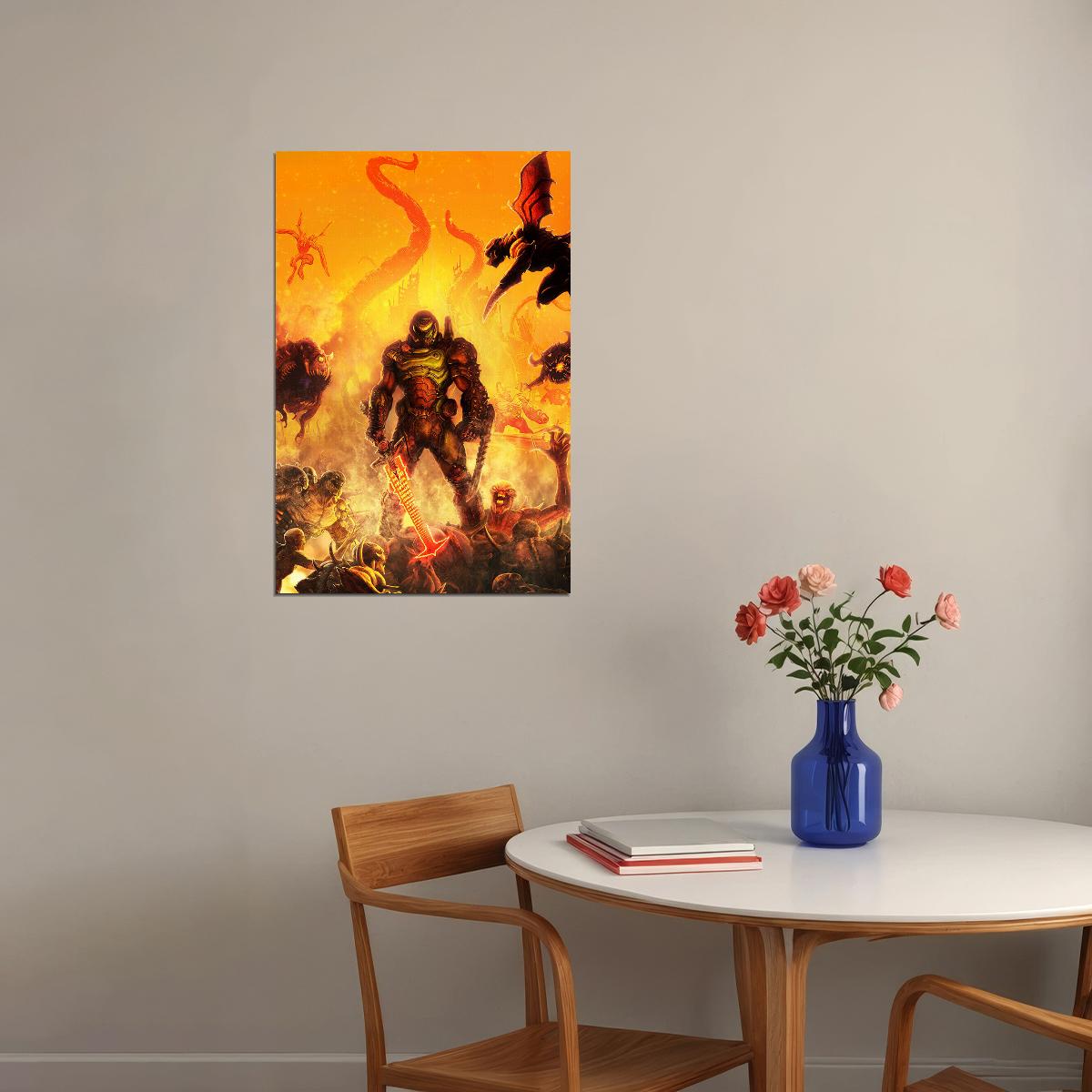 Doom Eternal Doomguy And Hell Knight Poster Wall Art Print Home Wall Decor - xonomax