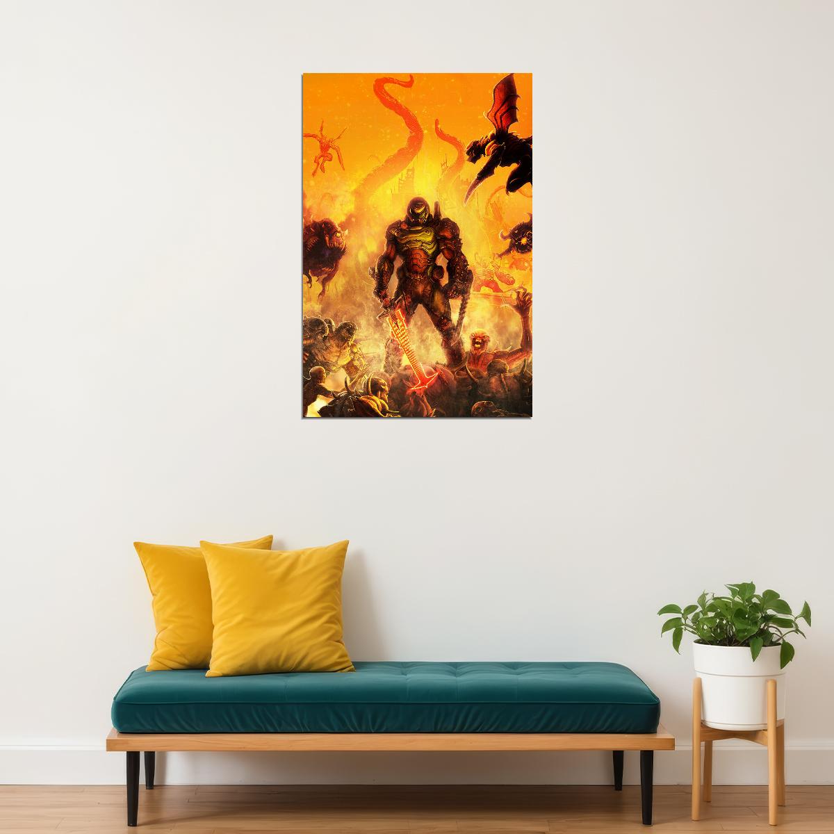 Doom Eternal Doomguy And Hell Knight Poster Wall Art Print Home Wall Decor - xonomax