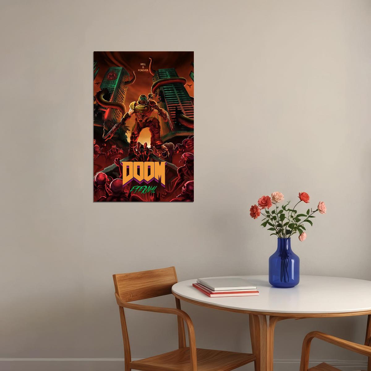 Doom Eternal Video Game Doomguy Stab Poster Wall Art Print Home Wall Decor