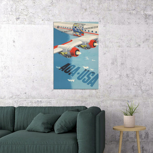 American Airlines Vintage Travel Poster Wall Art Print Home Wall Decor - xonomax