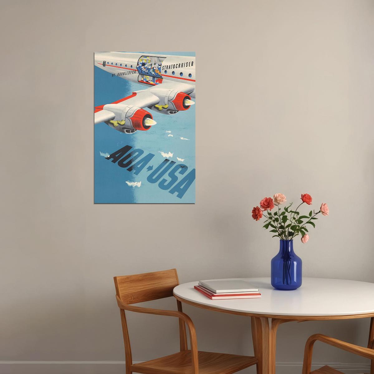 American Airlines Vintage Travel Poster Wall Art Print Home Wall Decor