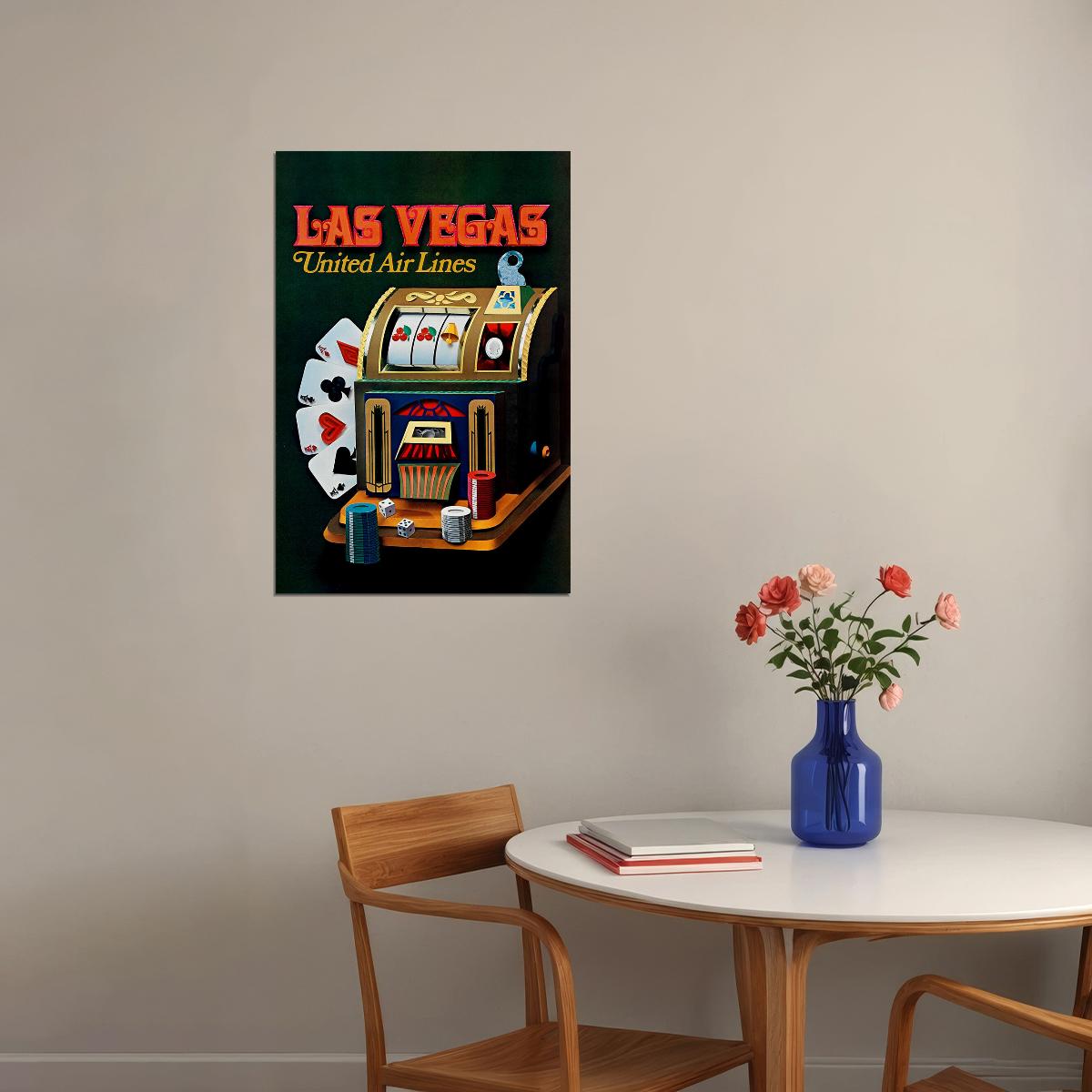 United Airlines Las Vegas Vintage Travel Poster Wall Art Print Home Wall Decor