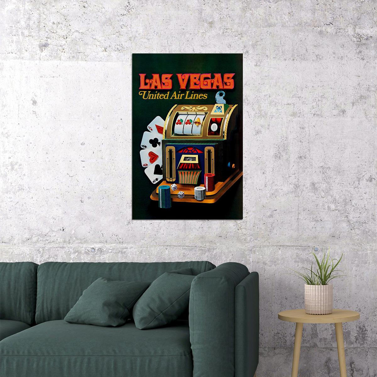 United Airlines Las Vegas Vintage Travel Poster Wall Art Print Home Wall Decor