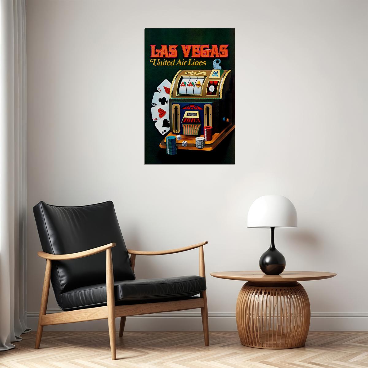 United Airlines Las Vegas Vintage Travel Poster Wall Art Print Home Wall Decor