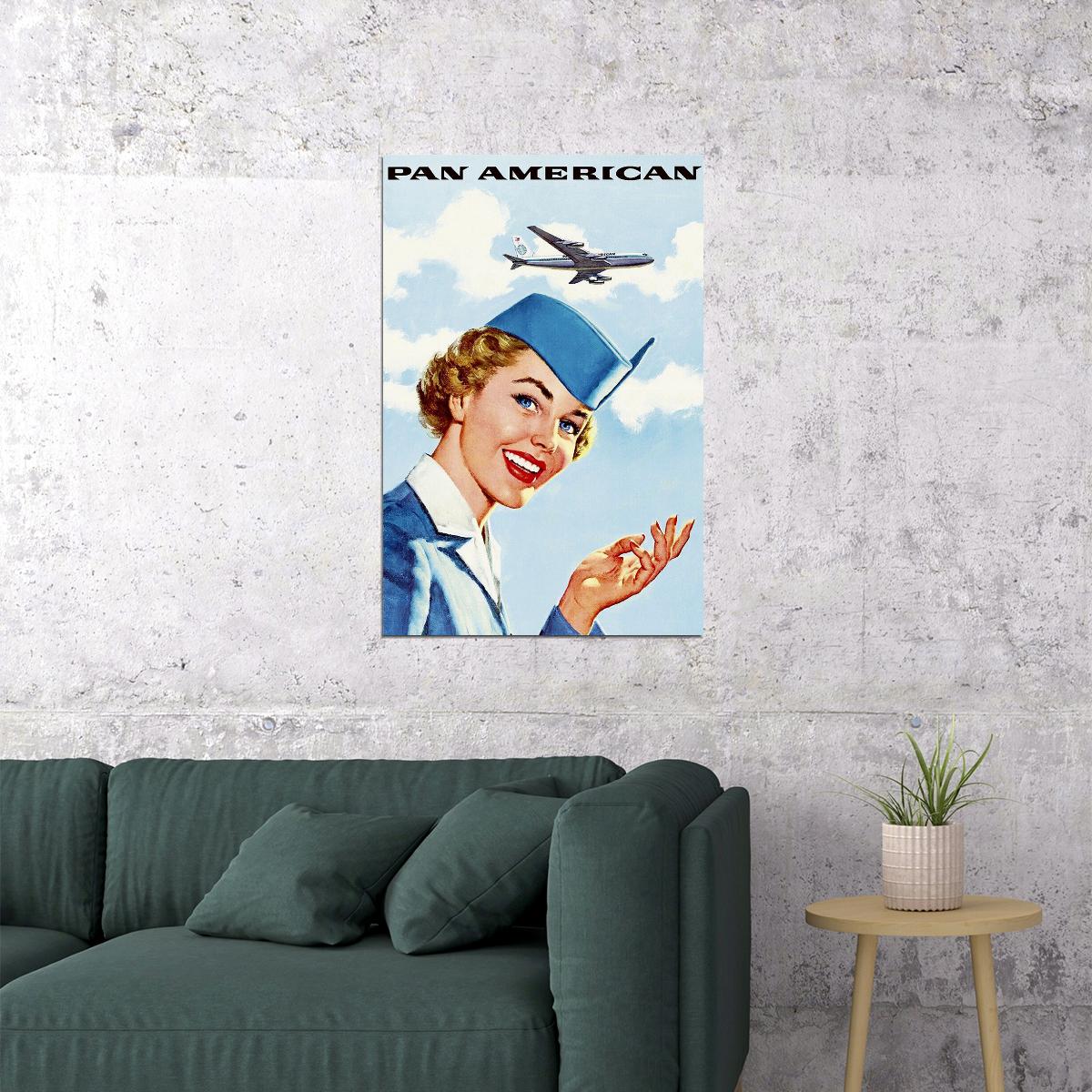 Pan American Airlines Vintage Travel Poster Wall Art Print Home Wall Decor