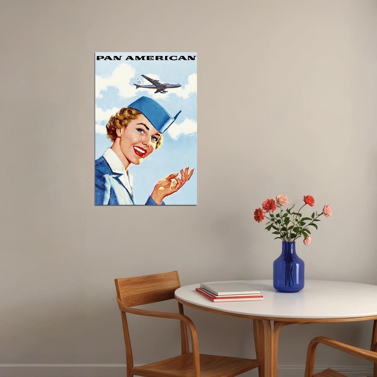 Pan American Airlines Vintage Travel Poster Wall Art Print Home Wall Decor