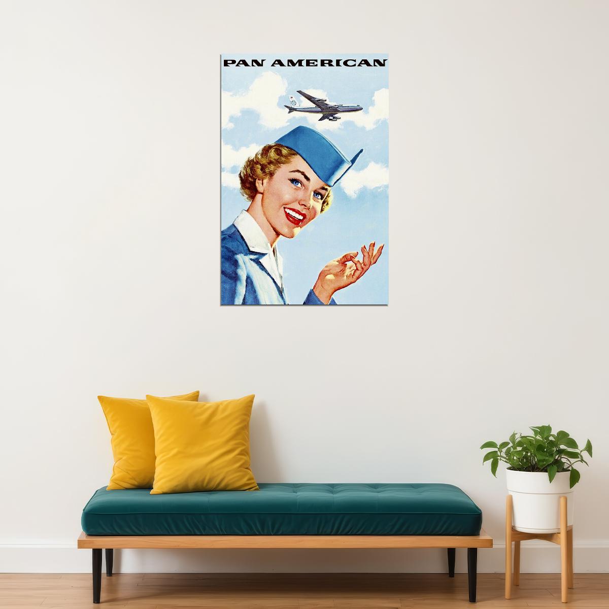 Pan American Airlines Vintage Travel Poster Wall Art Print Home Wall Decor