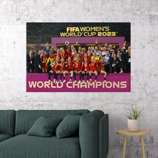 Spain World Cup Women 2023 Champions Poster Wall Art Print Home Wall Decor - xonomax