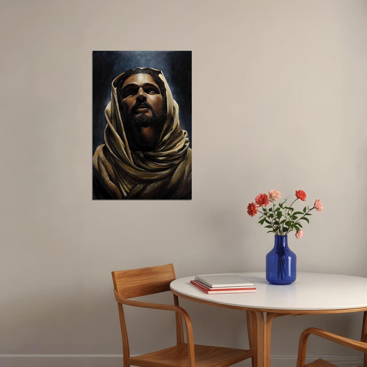 Jesus Christ Looking Up Religious Oil Painting Vintage Poster Wall Art Print Home Wall Decor