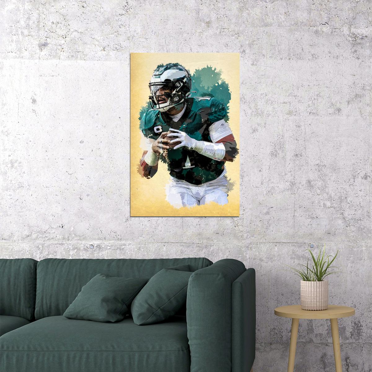 Philadelphia Eagles Jalen Hurts American Footballer Poster Wall Art Print Home Wall Decor - xonomax