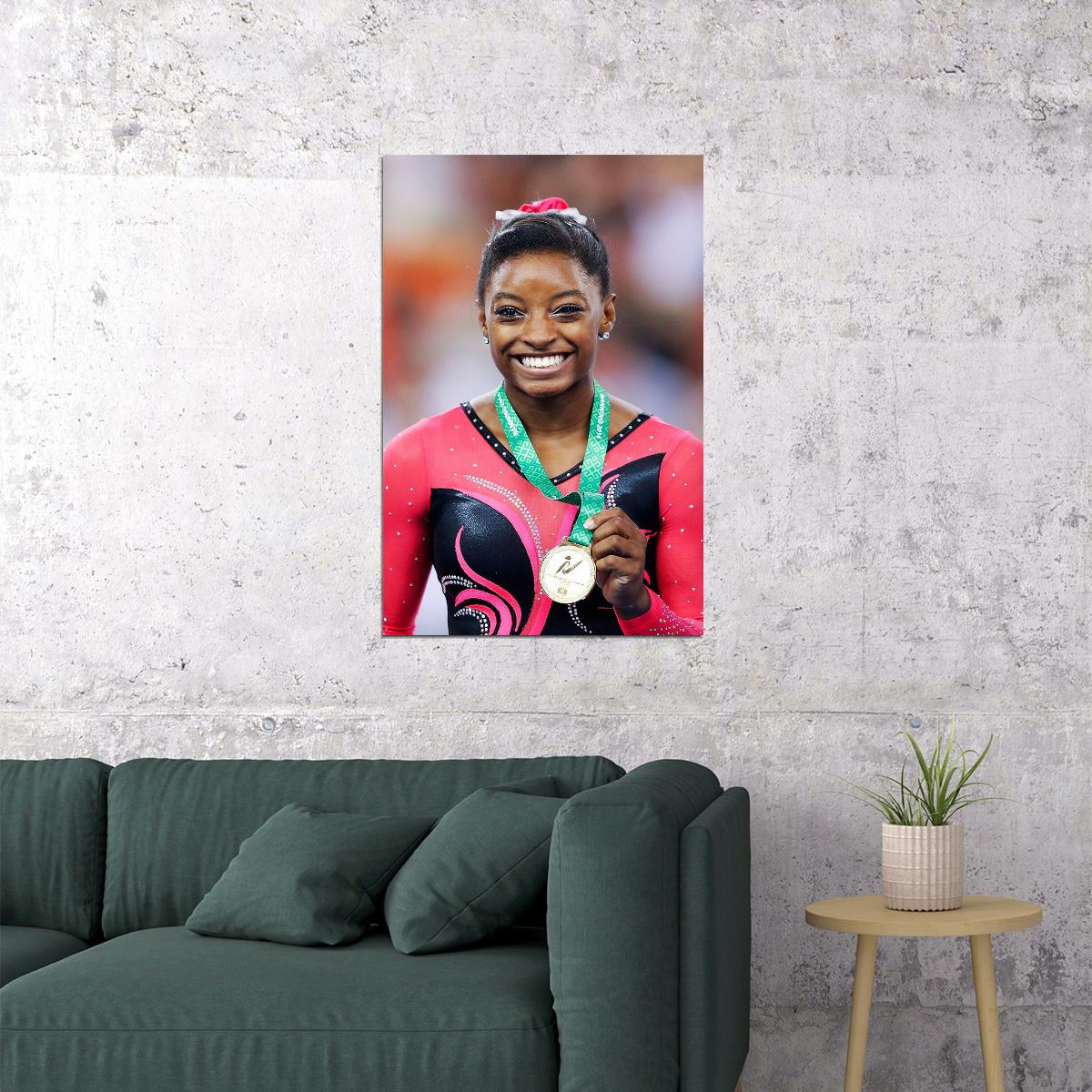 Simone Biles Famous Gymnastics Athlete Medal Poster Wall Art Print Home Wall Decor - xonomax