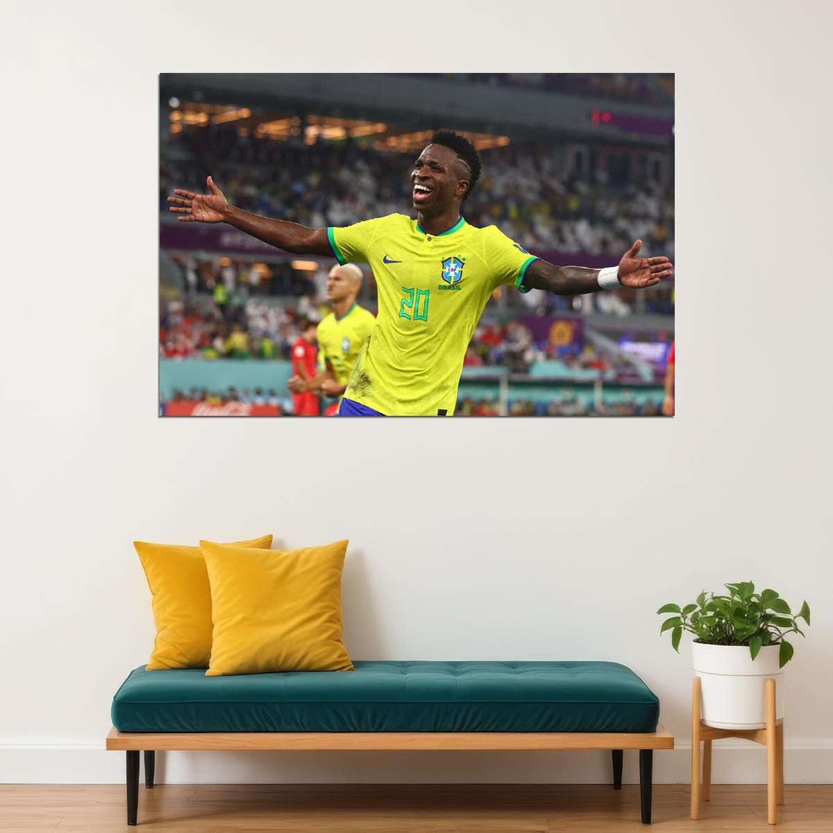 Vini Jr Goal Celebration Brazil World Cup Poster Wall Art Print Home Wall Decor - xonomax