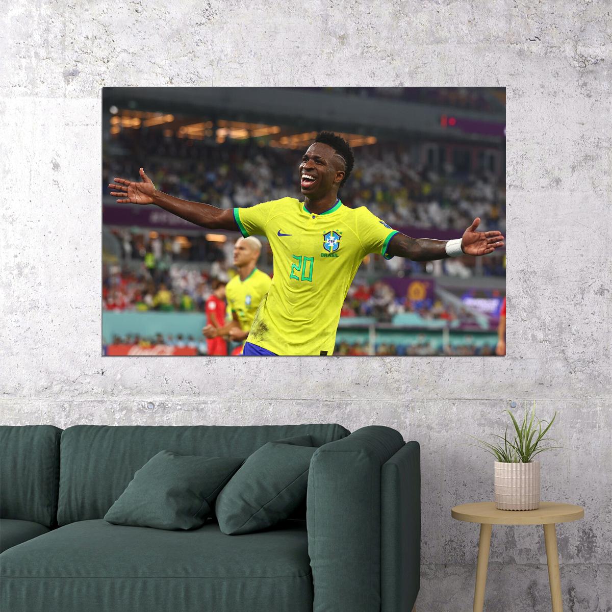 Vini Jr Goal Celebration Brazil World Cup Poster Wall Art Print Home Wall Decor - xonomax