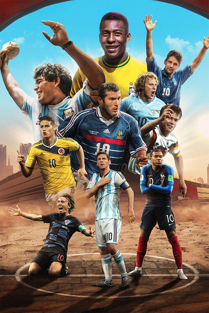 Soccer Number 10 Maradona Matthäus Messi Modric Mbappe Poster Wall Art Print Home Wall Decor - xonomax