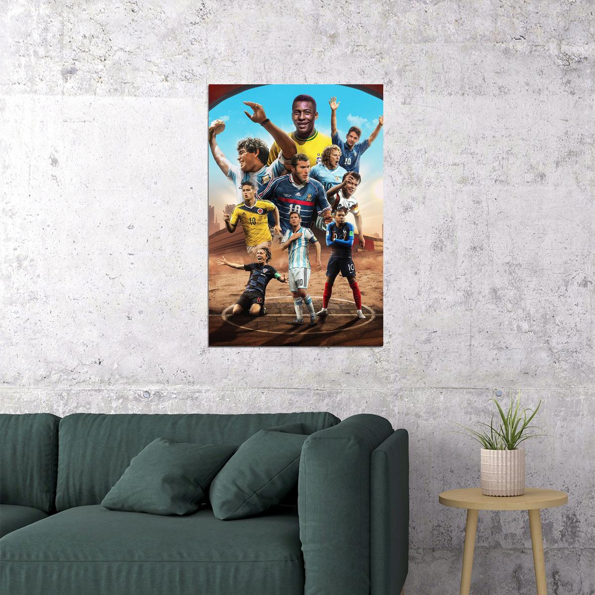 Soccer Number 10 Maradona Matthäus Messi Modric Mbappe Poster Wall Art Print Home Wall Decor - xonomax