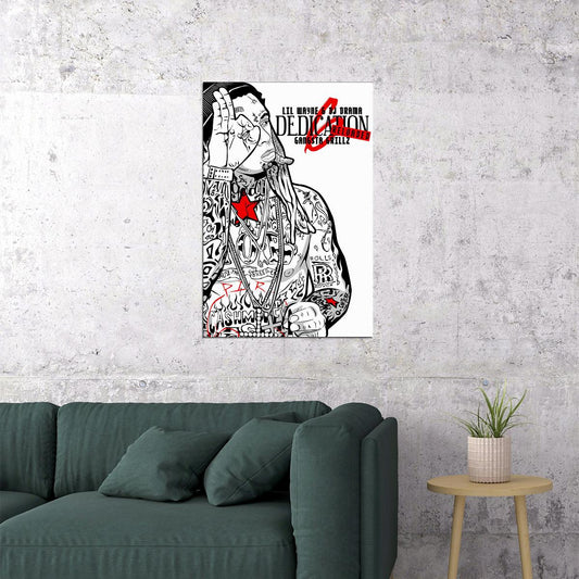 Lil Wayne Dedication 6 Reloaded Mixtape Rap Album Singer Poster Wall Art Print Home Wall Decor - xonomax