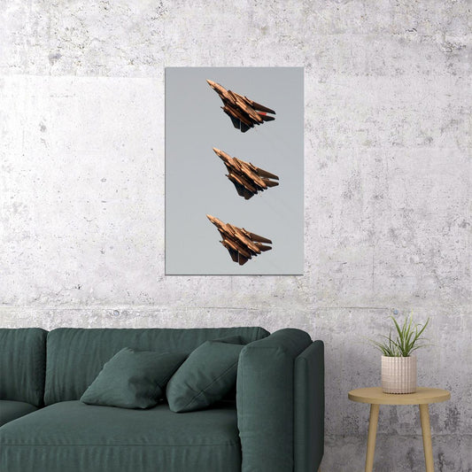 Three F-14 Tomcats Flying In Formation Poster Wall Art Print Home Wall Decor - xonomax