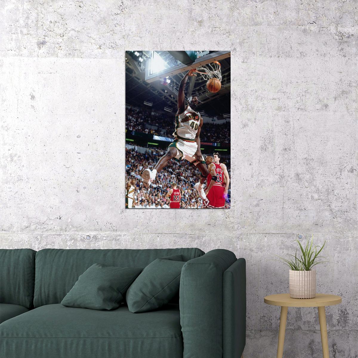 Dunk Block Star Shawn Kemp Usa Basketball Poster Wall Art Print Home Wall Decor - xonomax