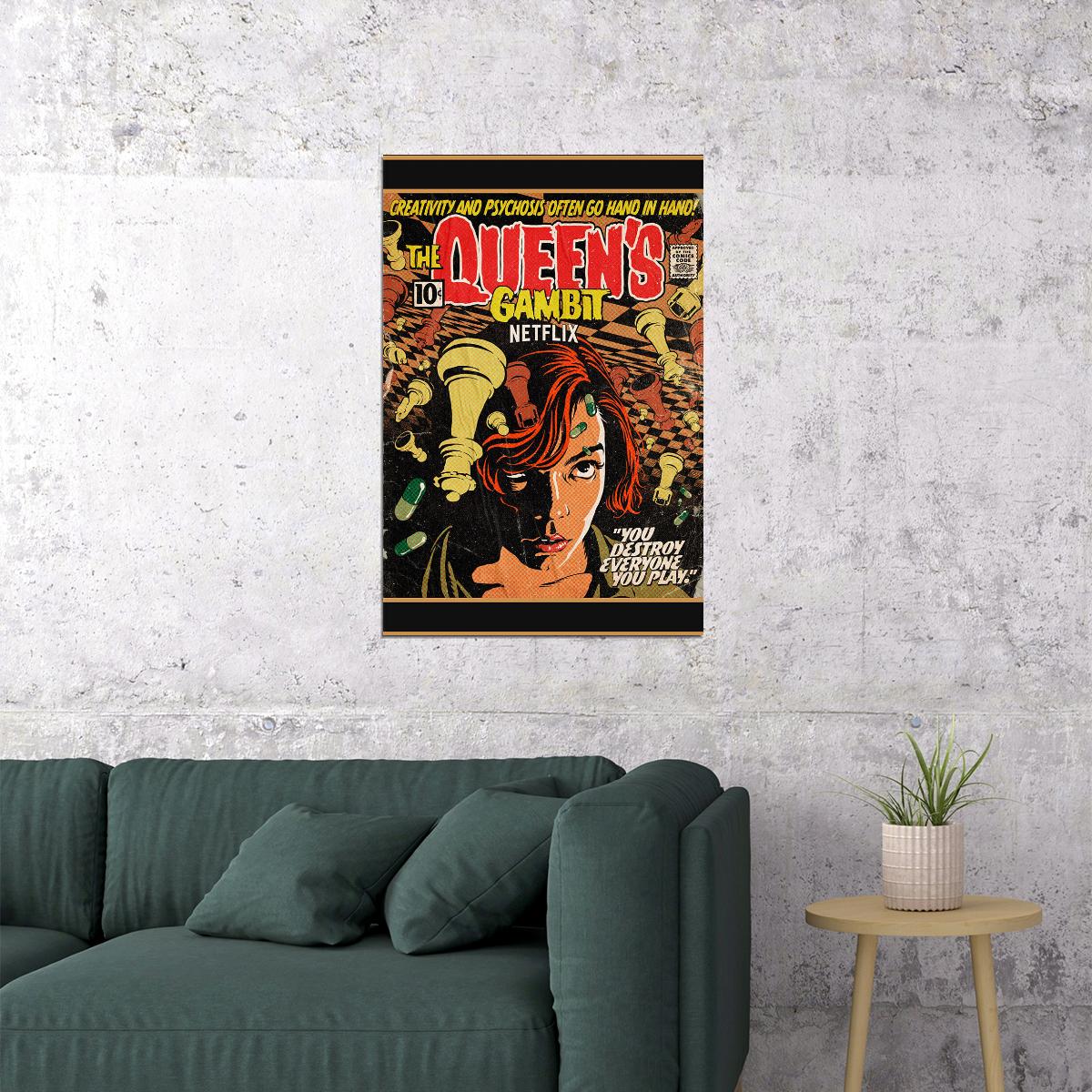 The Queens Gambit Chess Anya Taylor Joy Tv Poster Wall Art Print Home Wall Decor - xonomax