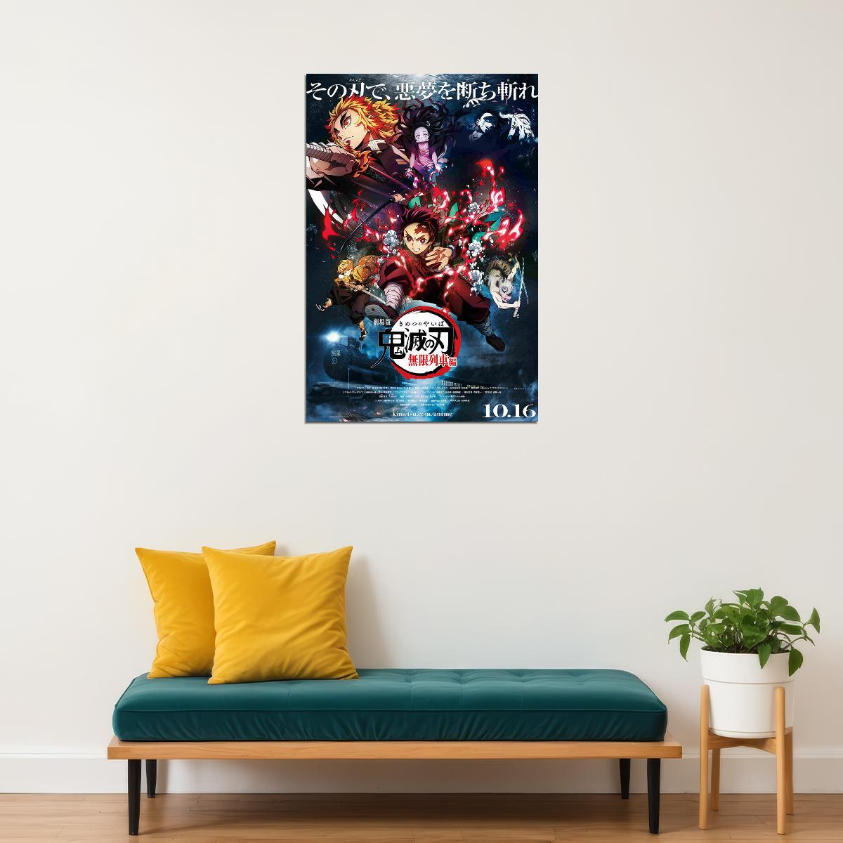 Demon Slayer Kimetsu No Yaiba Fight Mugen Train Anime Poster Wall Art Print Home Wall Decor - xonomax