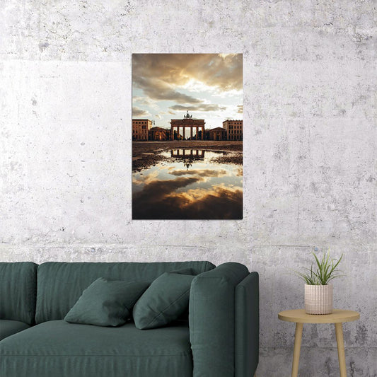 Brandenburg Gate Berlin On Rainy Day Poster Wall Art Print Home Wall Decor - xonomax