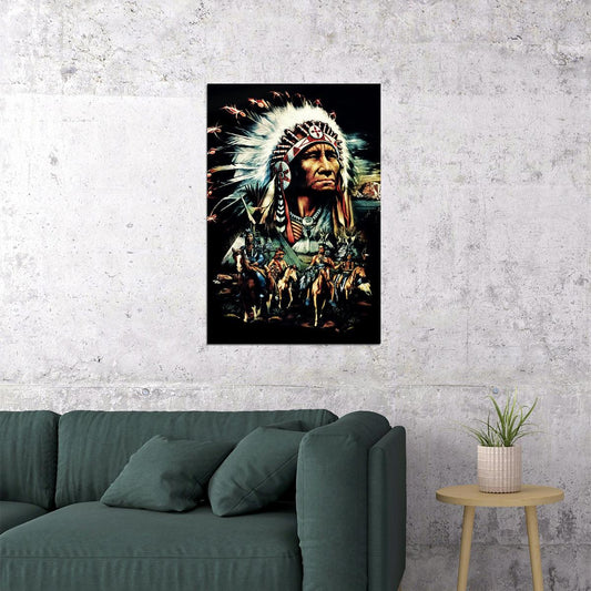 Native American Drawing Poster Wall Art Print Home Wall Decor - xonomax