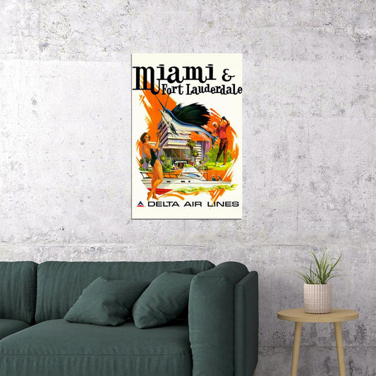 Delta Airlines Miami Vintage Poster Wall Art Print Home Wall Decor - xonomax