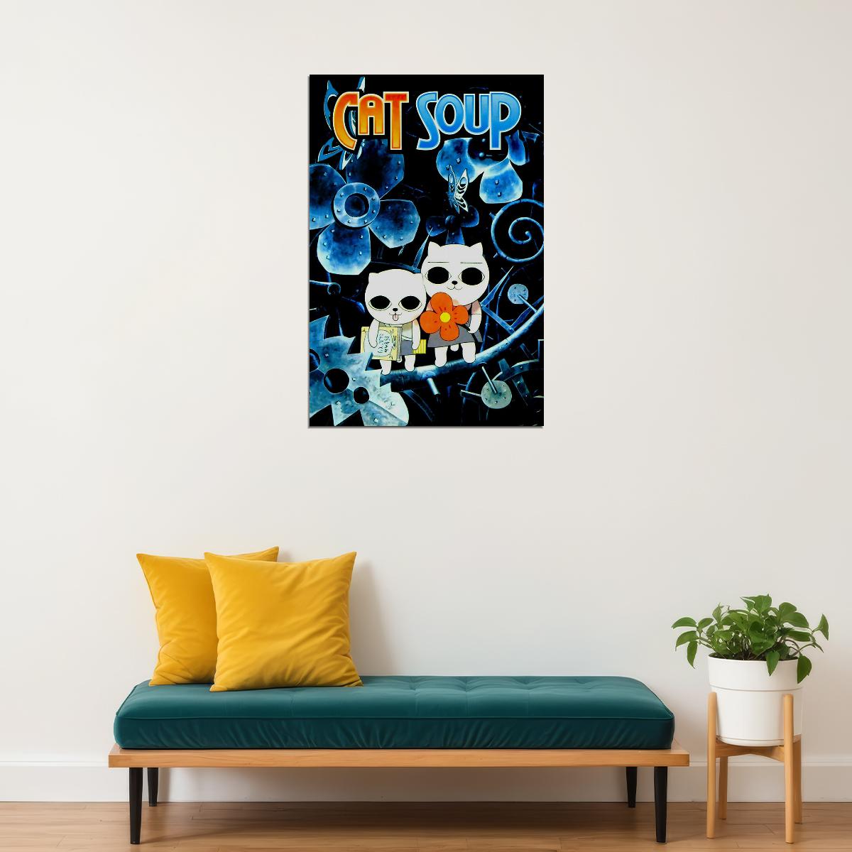 Cat Soup Comedy Horror Adventure Japanese Anime Short Film Poster Wall Art Print Home Wall Decor - xonomax