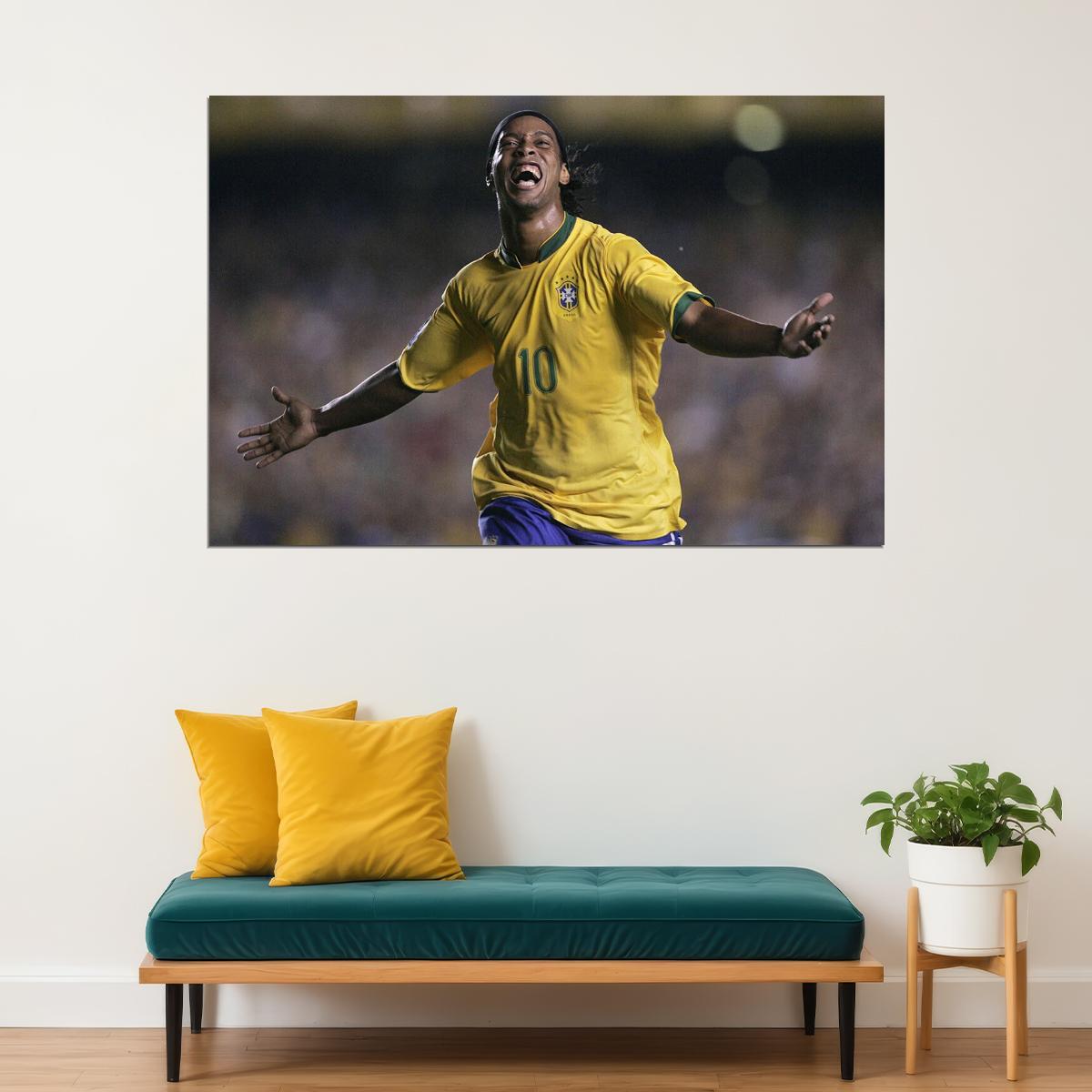 Brazilian Former Football Player Ronaldinho Poster Wall Art Print Home Wall Decor - xonomax