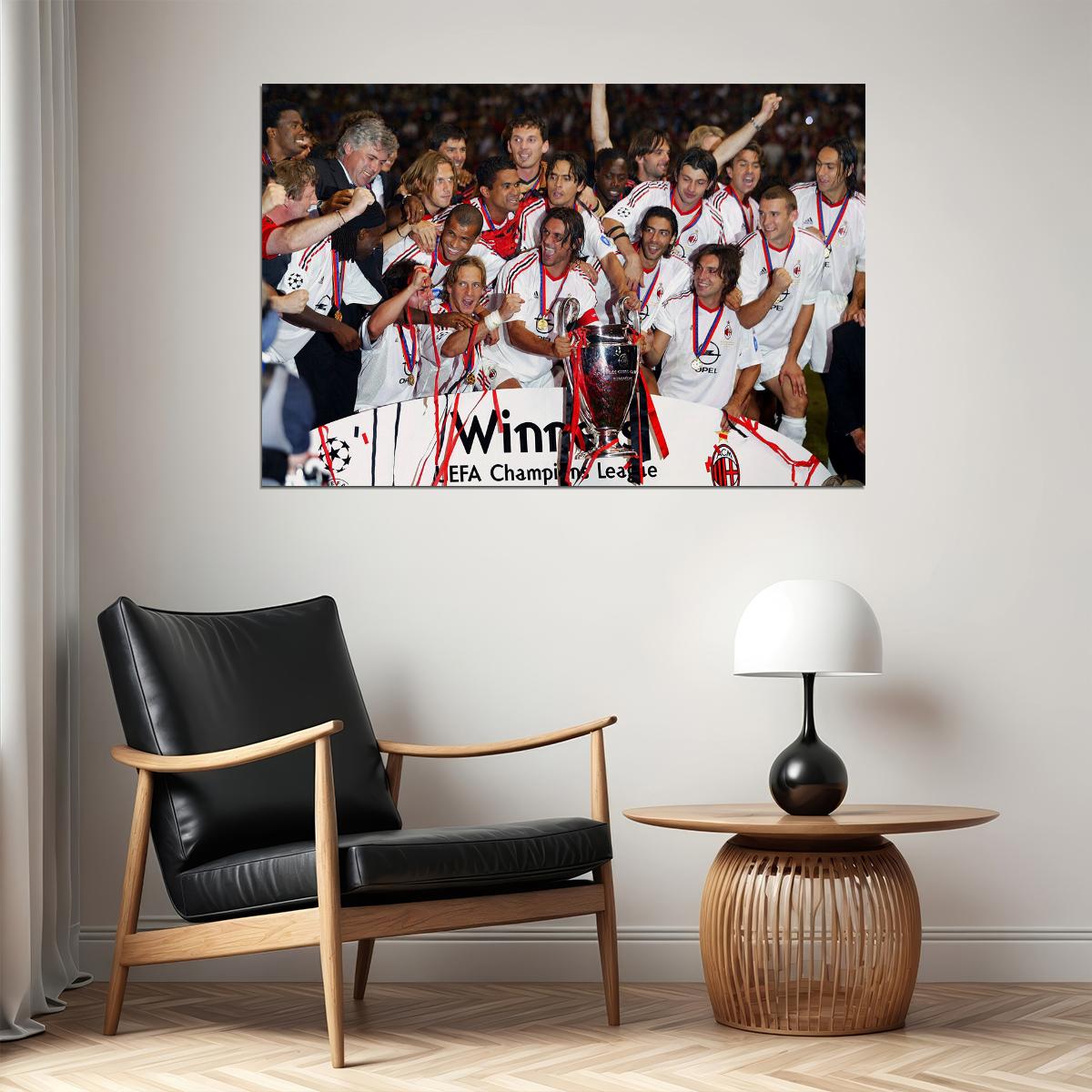 2003 Champions League Winners Soccer Ac Milan Poster Wall Art Print Home Wall Decor - xonomax