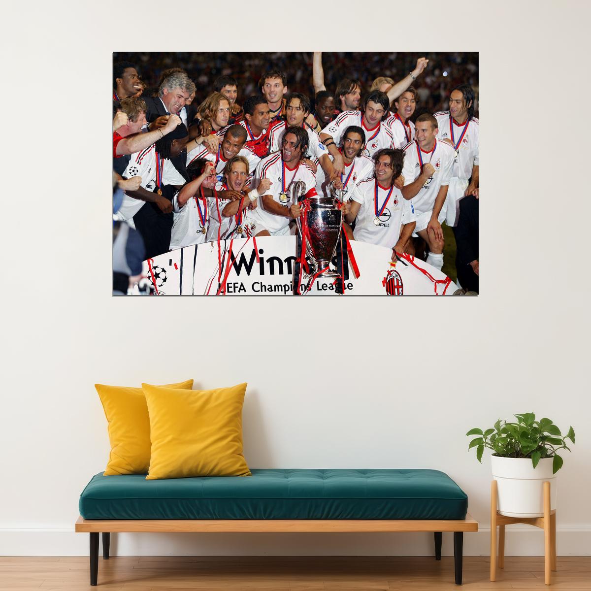 2003 Champions League Winners Soccer Ac Milan Poster Wall Art Print Home Wall Decor - xonomax