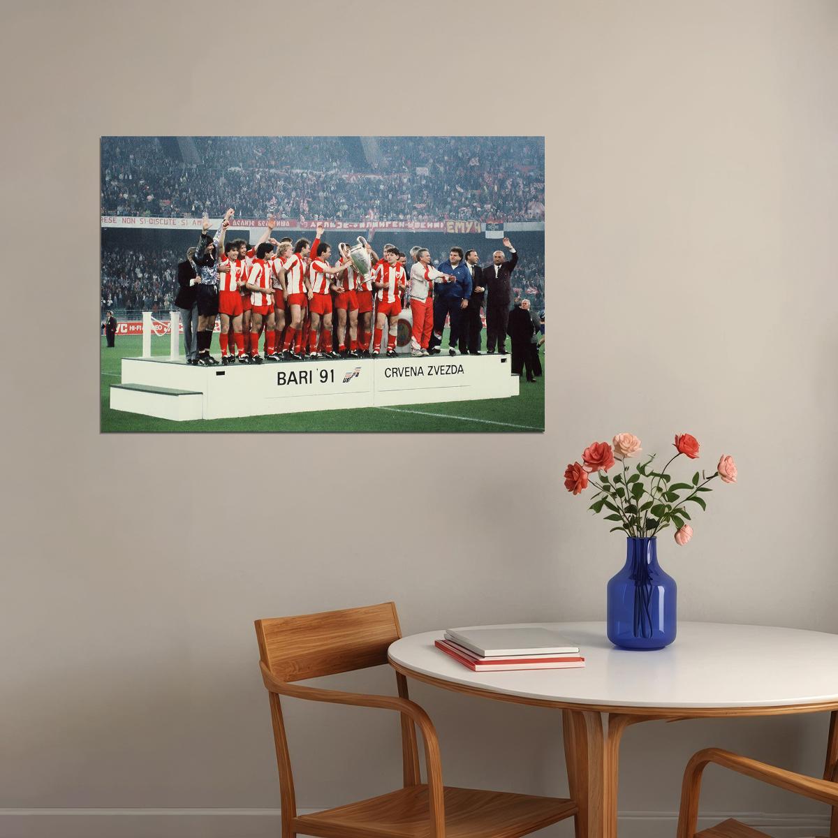 1990-91 European Cup Soccer Champions Red Star Belgrade Poster Wall Art Print Home Wall Decor - xonomax