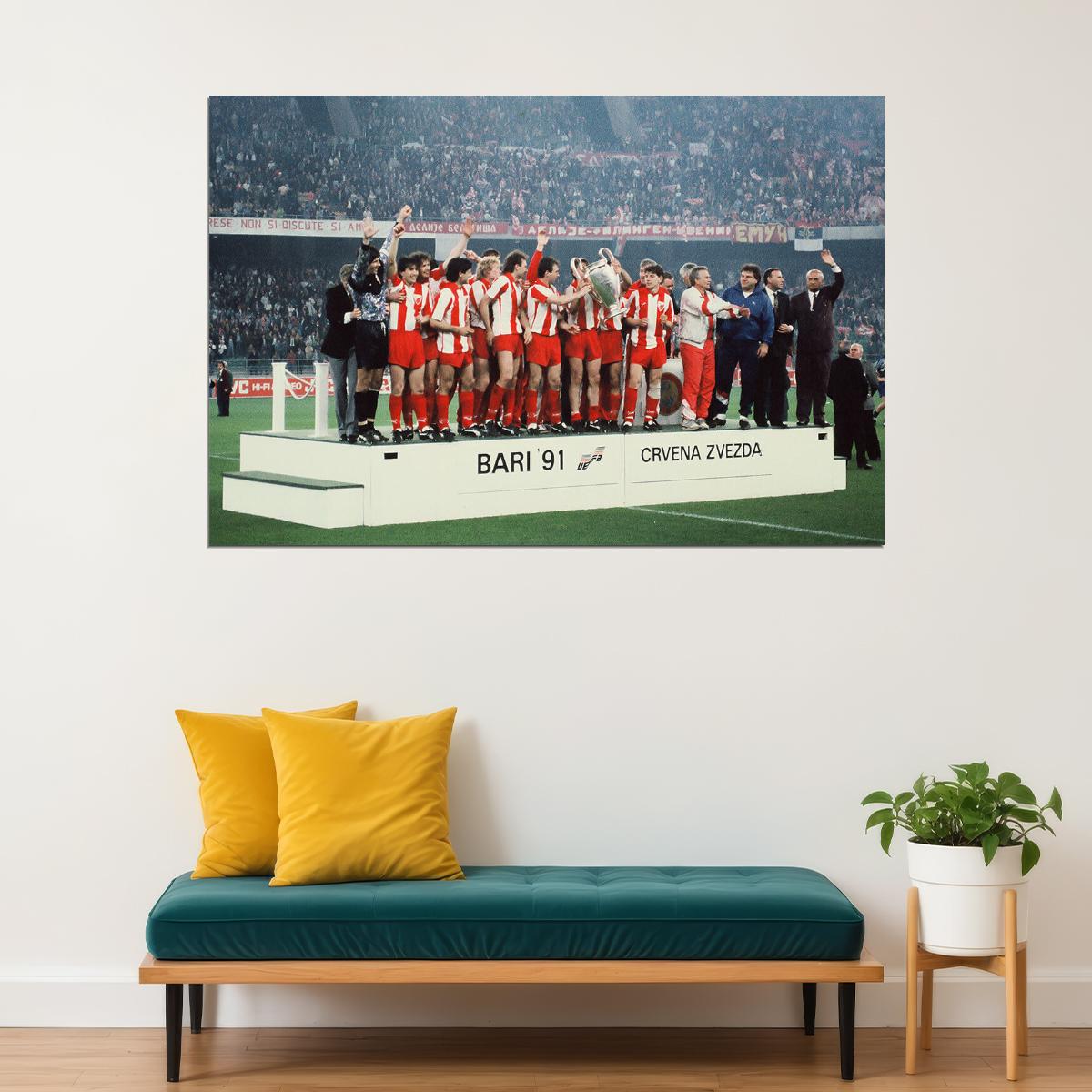 1990-91 European Cup Soccer Champions Red Star Belgrade Poster Wall Art Print Home Wall Decor - xonomax