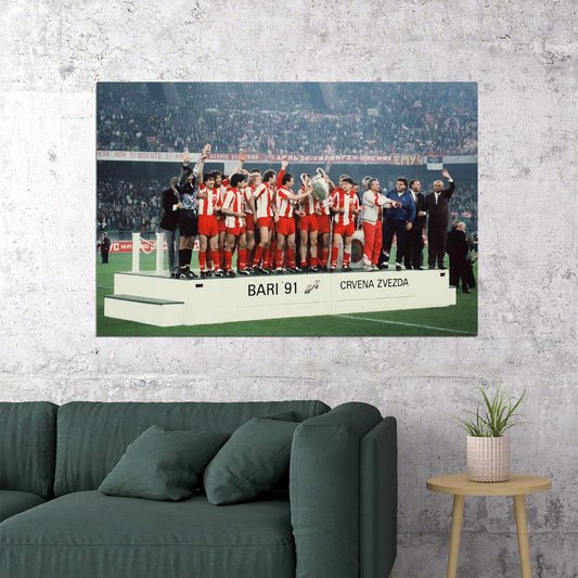 1990-91 European Cup Soccer Champions Red Star Belgrade Poster Wall Art Print Home Wall Decor - xonomax