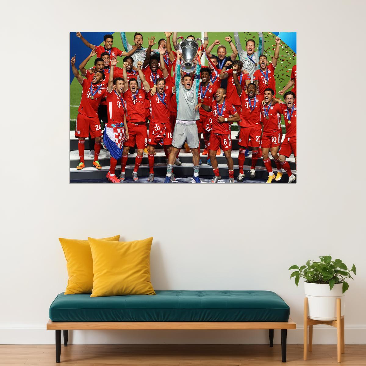 2019-20 Champions League Winners Bayern Munih Poster Wall Art Print Home Wall Decor - xonomax