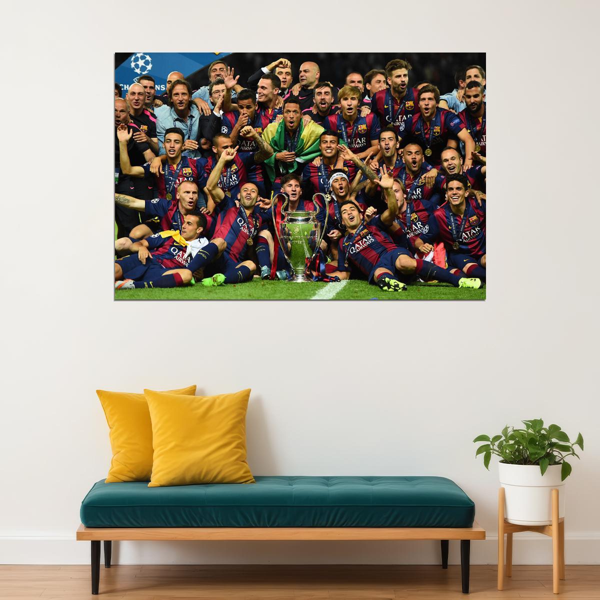 2014-15 Champions League Winners Soccer Barcelona Poster Wall Art Print Home Wall Decor - xonomax
