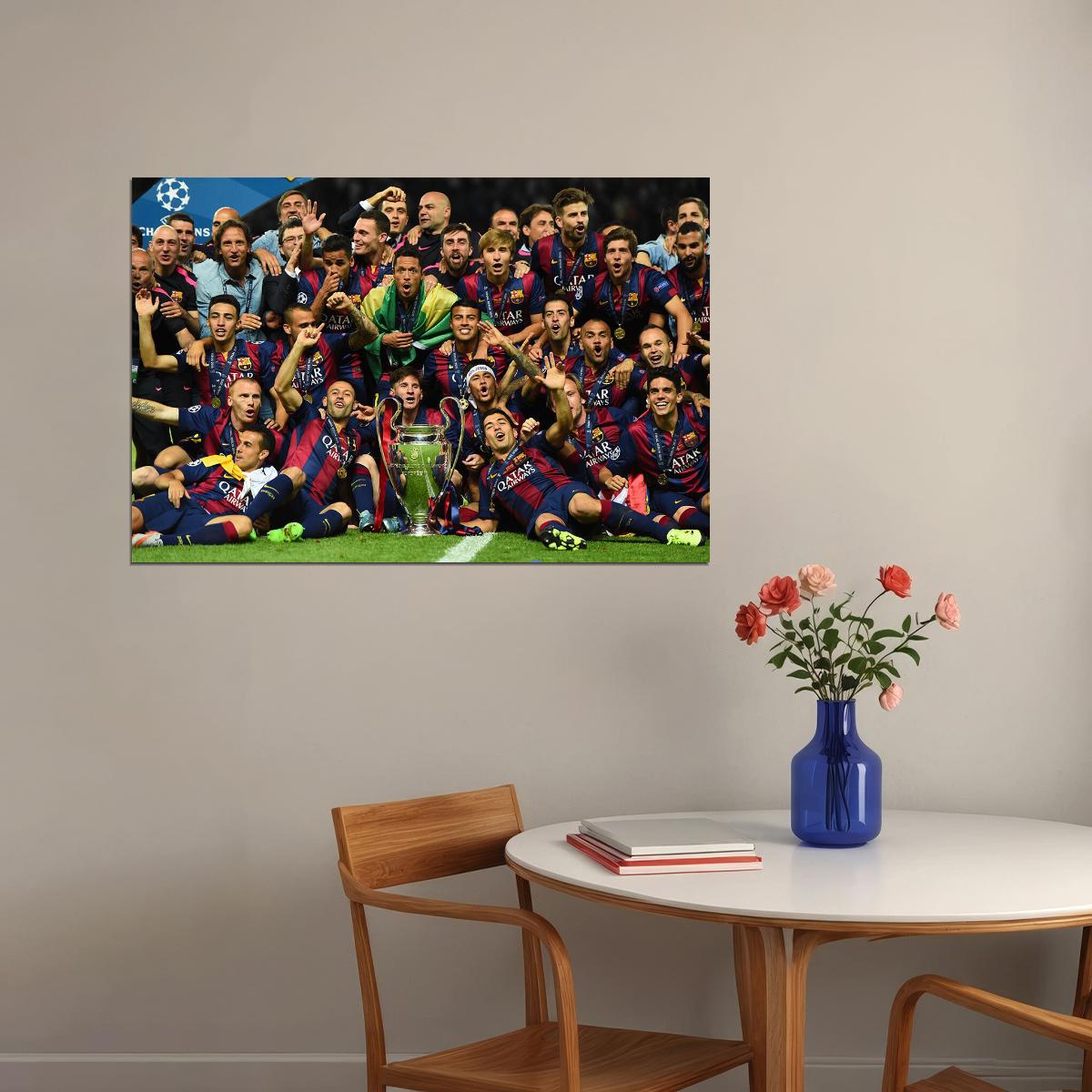 2014-15 Champions League Winners Soccer Barcelona Poster Wall Art Print Home Wall Decor - xonomax