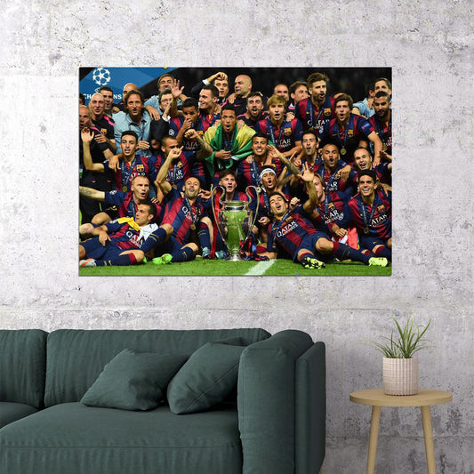 2014-15 Champions League Winners Soccer Barcelona Poster Wall Art Print Home Wall Decor - xonomax