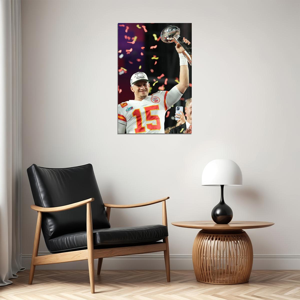 Patrick Mahomes Raises The Cup Kansas City Chiefs Football Poster Wall Art Print Home Wall Decor - xonomax