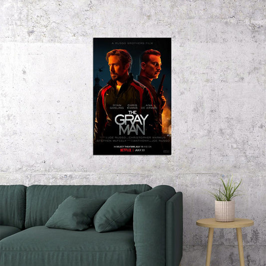 The Gray Man Action Thriller Movie Cinema Poster Wall Art Print Home Wall Decor - xonomax