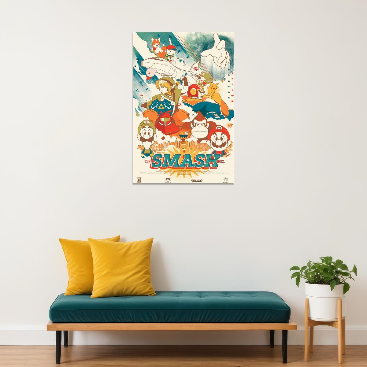Super Smash Bros Melee Animation Adventure Poster Wall Art Print Home Wall Decor - xonomax