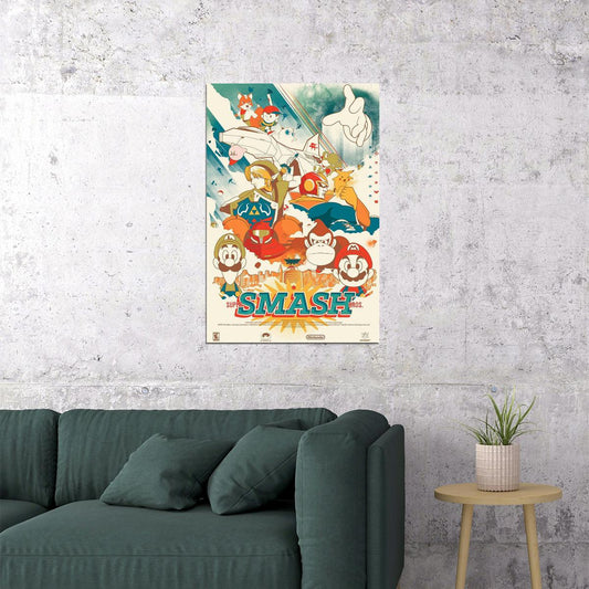 Super Smash Bros Melee Animation Adventure Poster Wall Art Print Home Wall Decor - xonomax