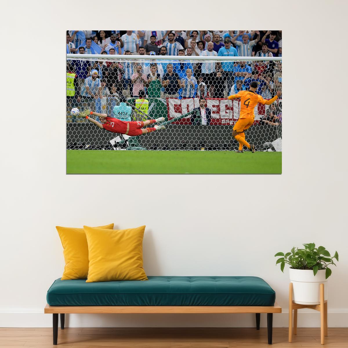 Argentina Goalkeeper Martinez Penalty Save World Football Fans Poster Wall Art Print Home Wall Decor - xonomax